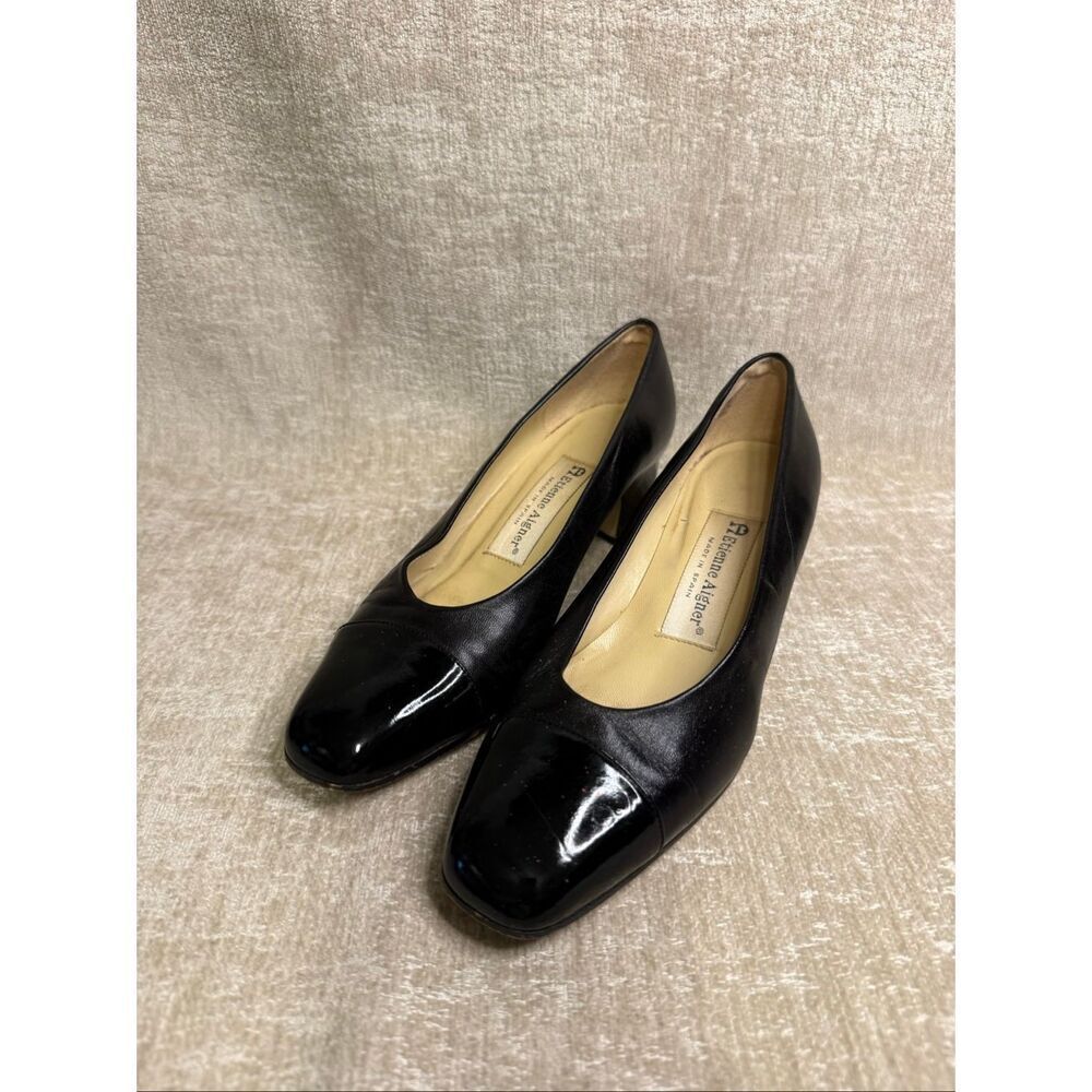 Etienne Aigner Womens Leather Patent Toe Cap Strada Slip-on Pumps Black Sz 6